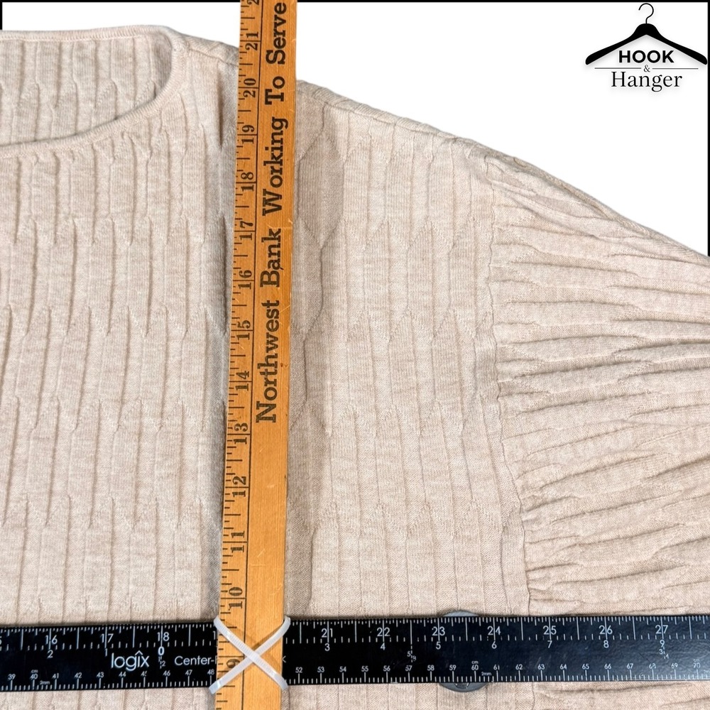 Kerisma Yuzu Daza Top G946 Knit Sweater M/L Beige Textured Batwing Wool Ecru Geo - Picture 8 of 9
